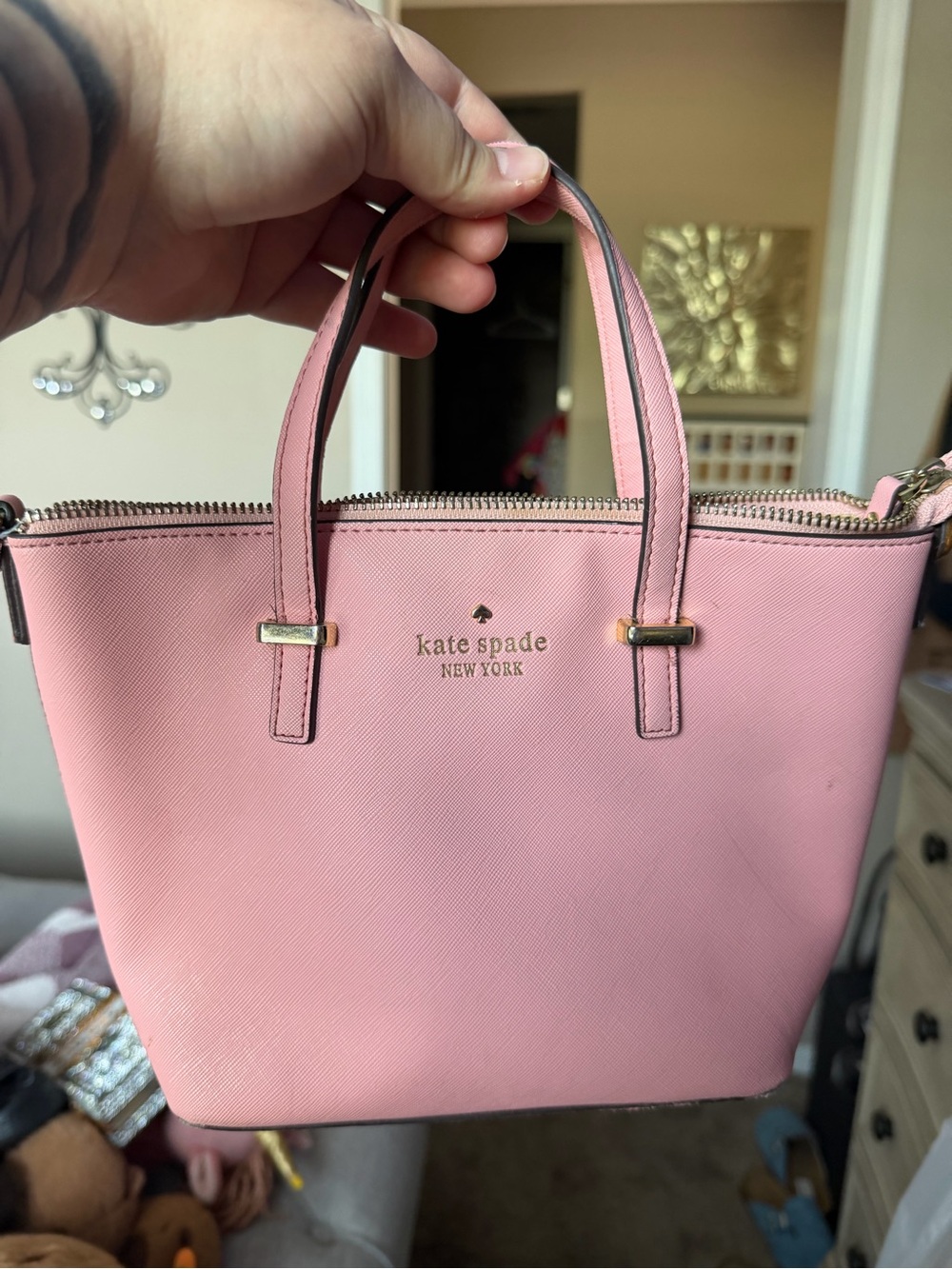 kate spade New York Pink Saffiano Leather Small Tote